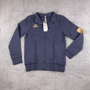 Adidas Boys Youth Large Shadow Navy Blue Gold Tiro Zip Up Long Sleeve  Jacket